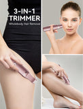Unibono Bikini Trimmer for Women,3-in-1 Rechargeable Pubic Hair Trimmer for Women,Waterproof Electric Trimmer for Face,Leg and Underarm in USB-C Charging (Rose Gold)