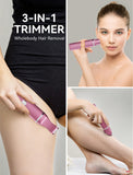 Unibono Bikini Trimmer for Women,3-in-1 Rechargeable Pubic Hair Trimmer for Women,Waterproof Electric Trimmer for Face,Leg and Underarm in USB-C Charging