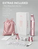 Unibono Bikini Trimmer for Women,3-in-1 Rechargeable Pubic Hair Trimmer for Women,Waterproof Electric Trimmer for Face,Leg and Underarm in USB-C Charging (Rose Gold)