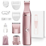 Unibono Bikini Trimmer for Women,3-in-1 Rechargeable Pubic Hair Trimmer for Women,Waterproof Electric Trimmer for Face,Leg and Underarm in USB-C Charging (Rose Gold)
